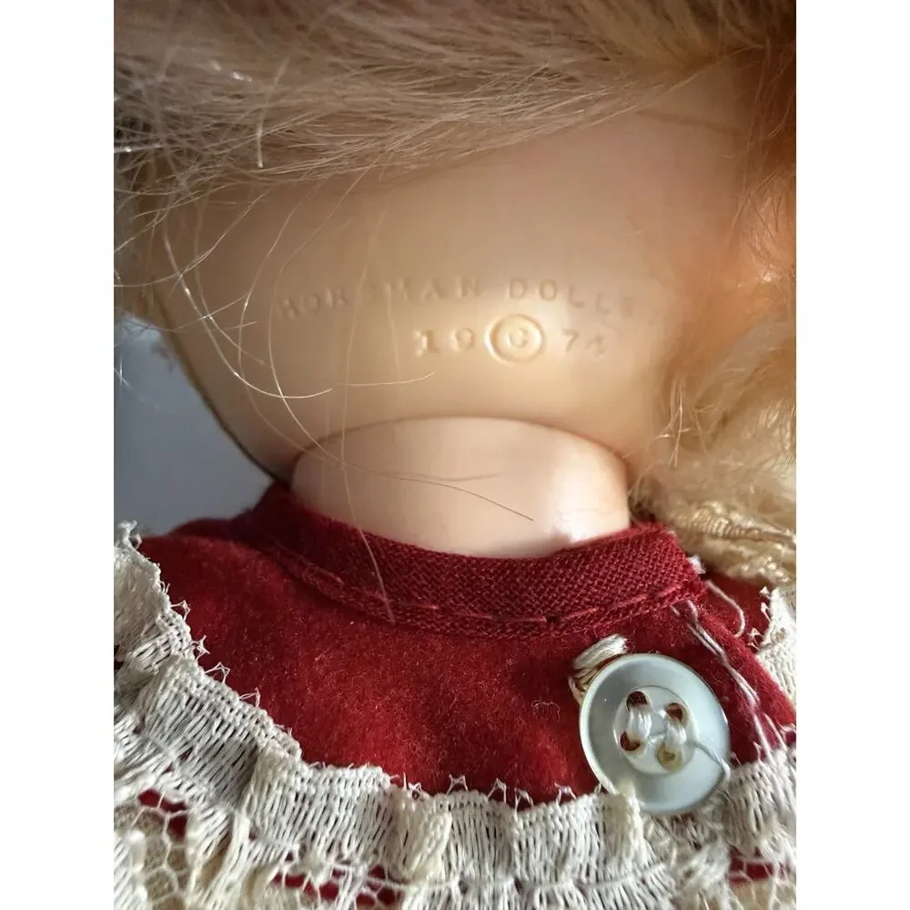 Vintage 1974 Horsman Dolls Blonde Girl Red Hood Doll Lace Dress 14”